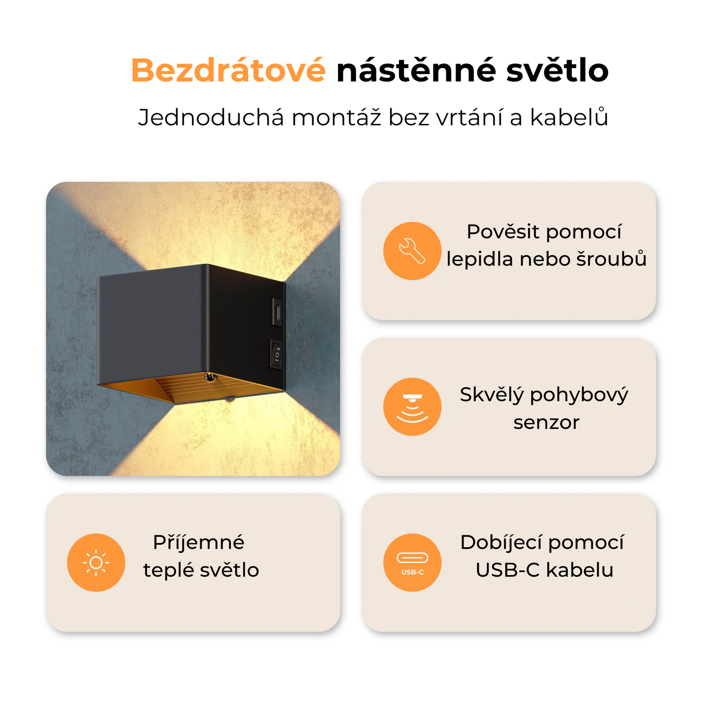 Kube® Luxusní Bezdrátová Nástěnná Lampa